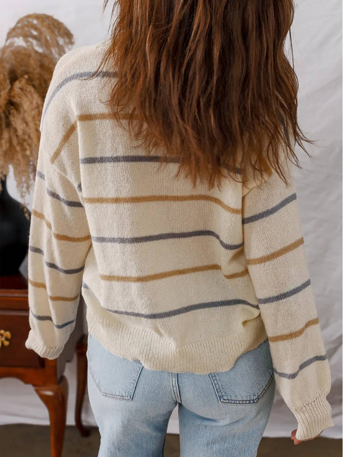 Colorful Striped Pullover Long Sleeved Sweater